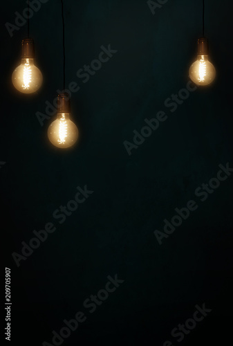 brick wall background with lamps, retro, dark background © MiaStendal