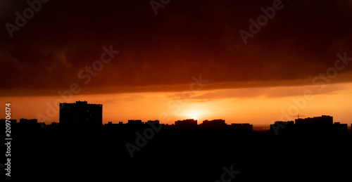 Sunset over the city of Kiev. Summer