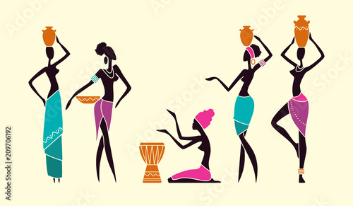 Silhouettes of native African women