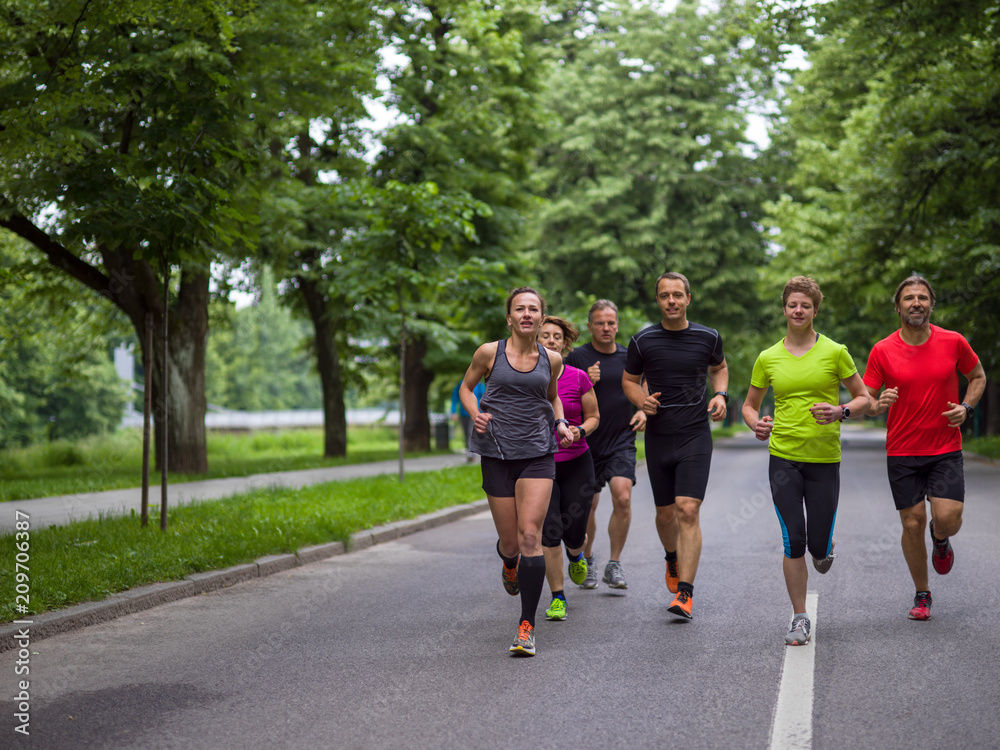 runners team on morning training