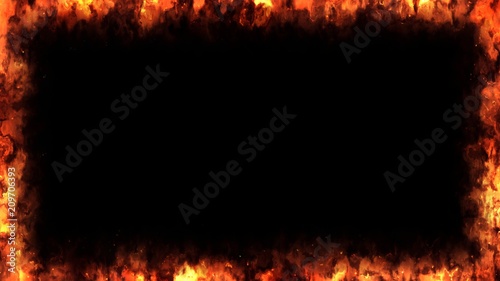 Abstract Fire Frame On Black Background