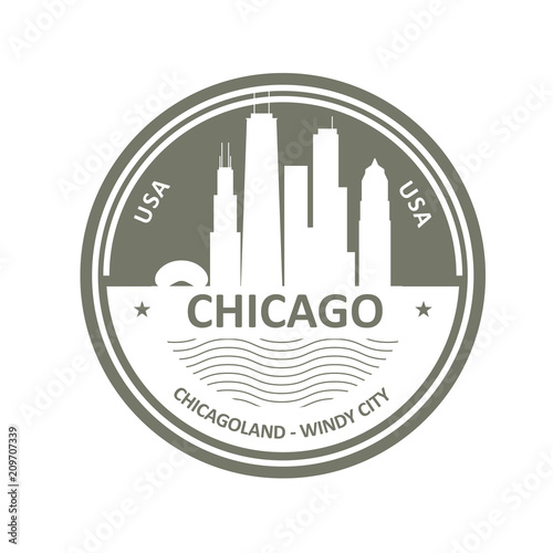Badge with Chicago skyline - Chicago city emblem