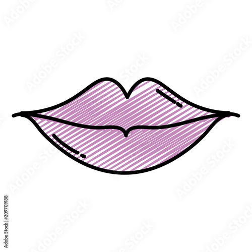 doodle female beauty mouth with lips makeup
