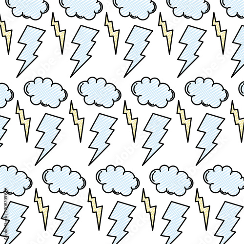 doodle thunders storm and cloud weather background