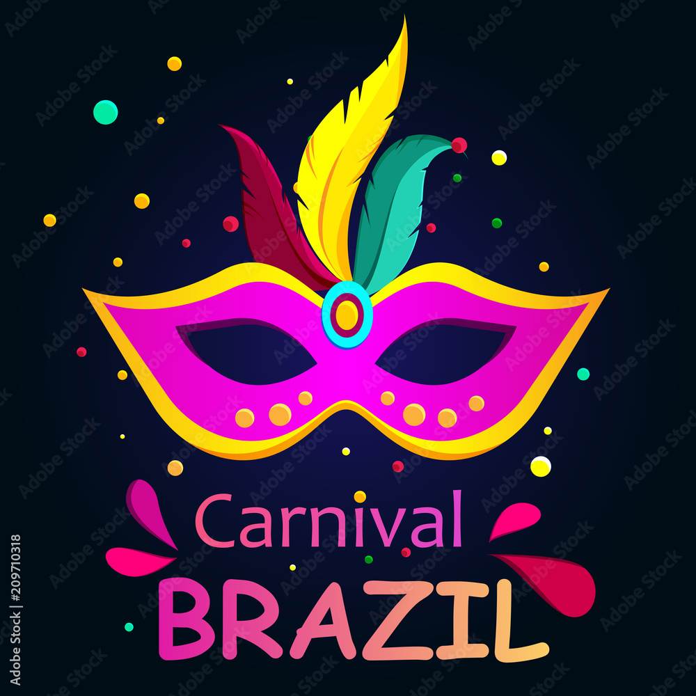 Blue carnival background with festive mask. Blue carnival background with festive mask.