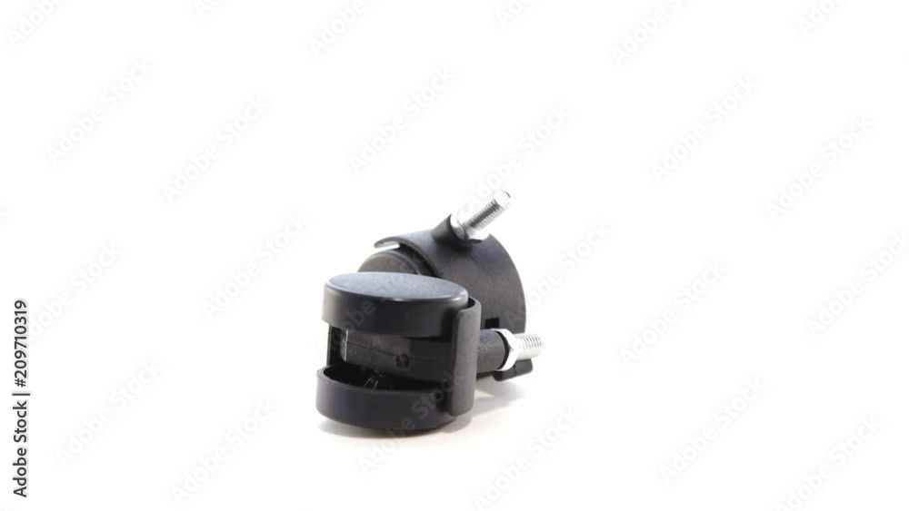 Office chair wheels rotate on white background Office chair wheels rotate on white background