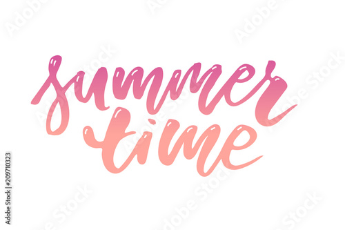 Summer time vector text lettering calligraphy letters color