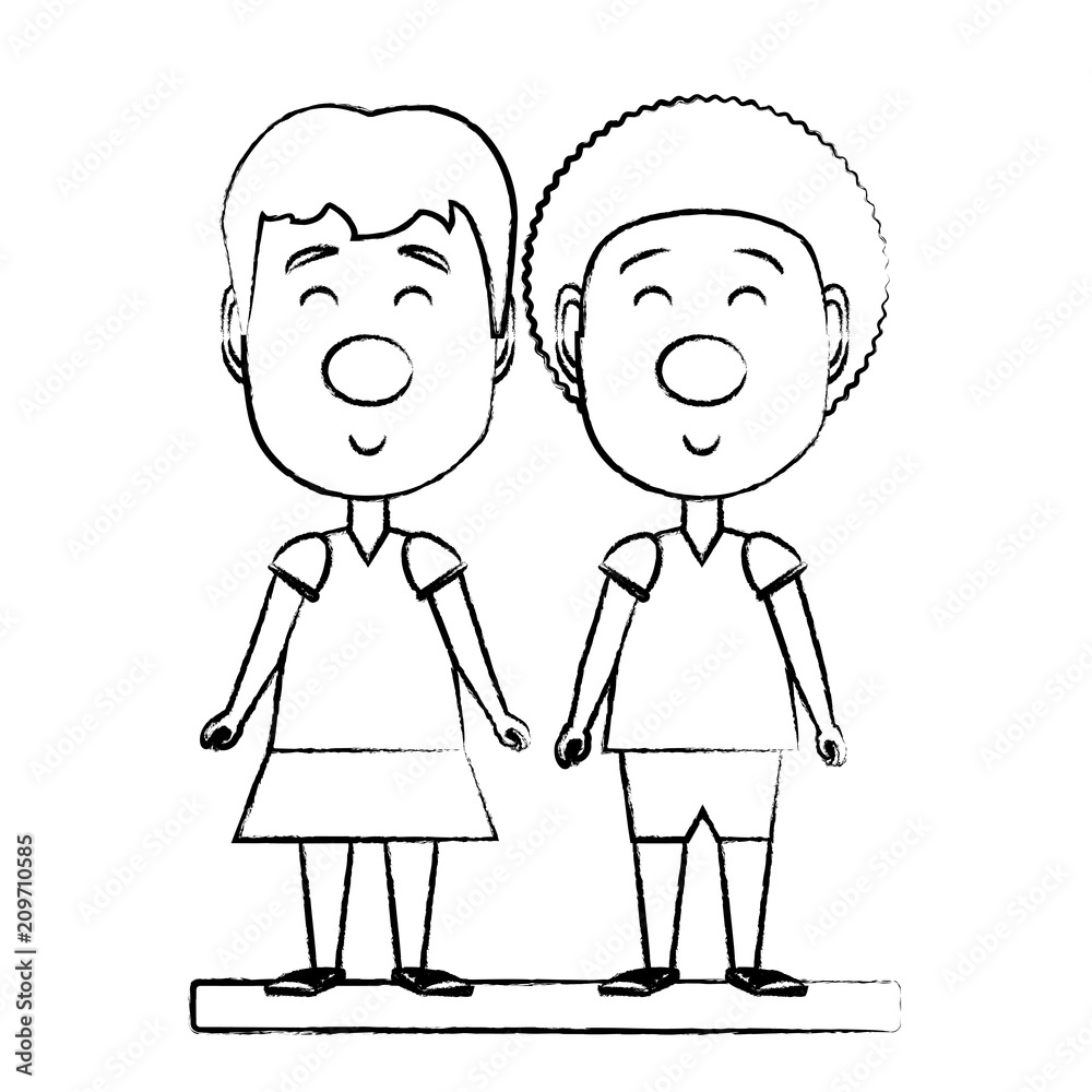 Happy girl and boy with red nose over white background, vector illustration Happy girl and boy with red nose over white background, vector illustration