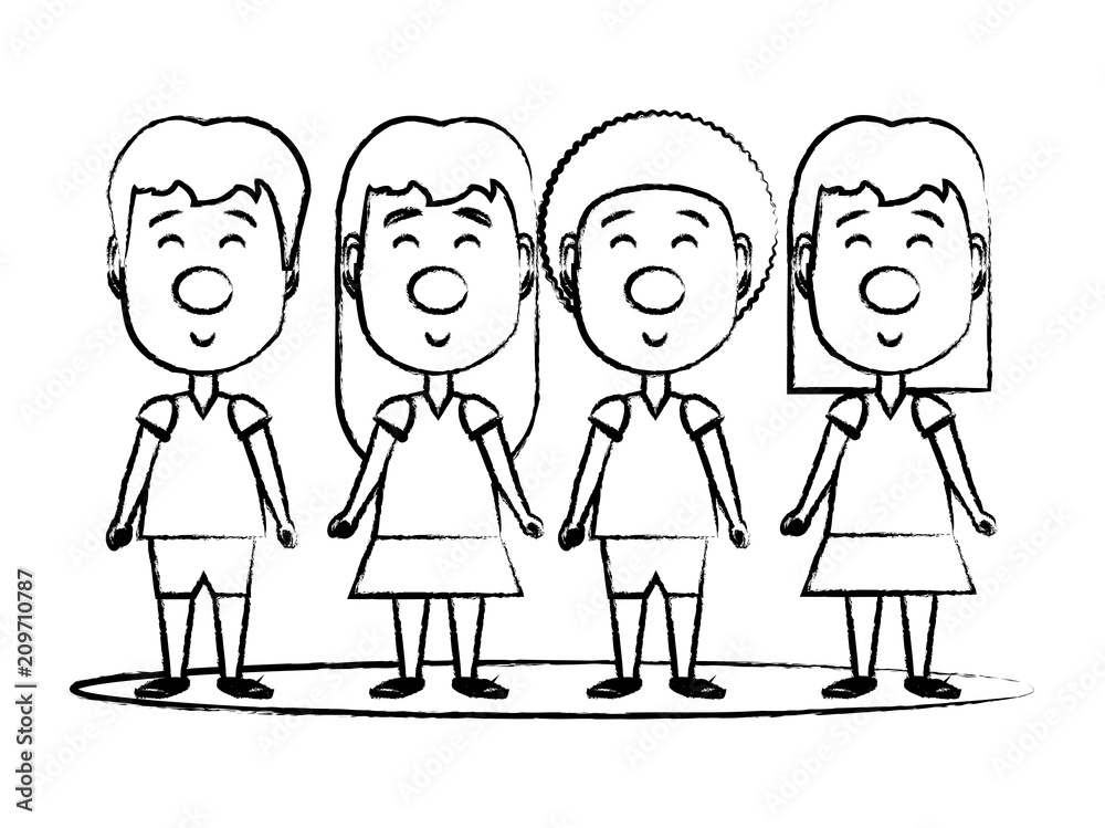 happy kids with clown noses over white background, vector illustration happy kids with clown noses over white background, vector illustration