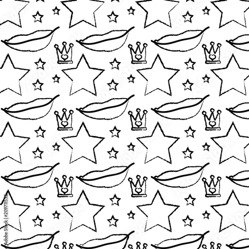 grunge lips and sparkly star with crown background