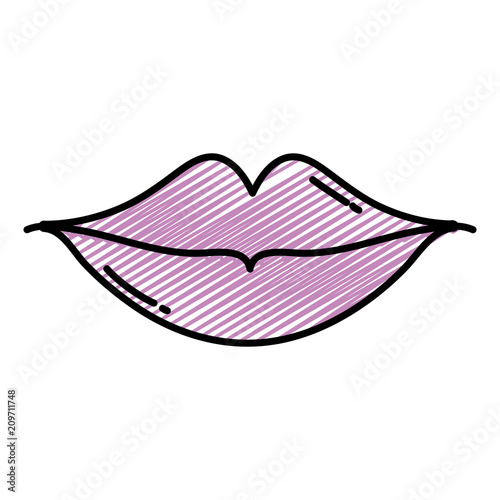 color female beauty mouth with lips makeup