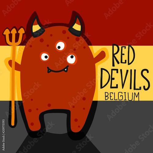 Red Devils Belgium cartoon vector illustration