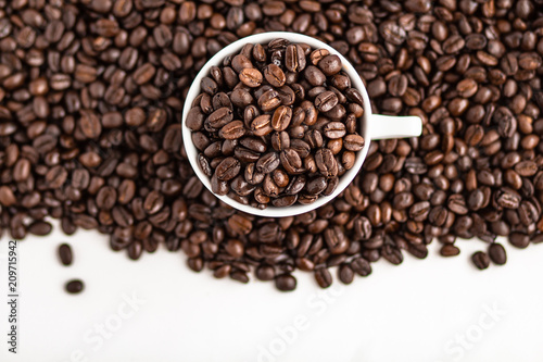 Coffee,coffee bean Coffee in white cup Love coffee Coffee background