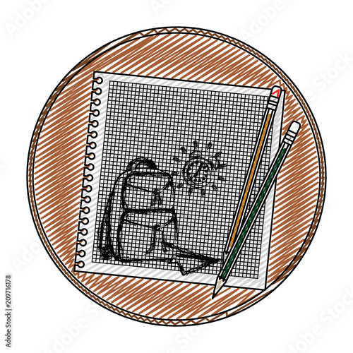 doodle wood pencils with draw paper in the table