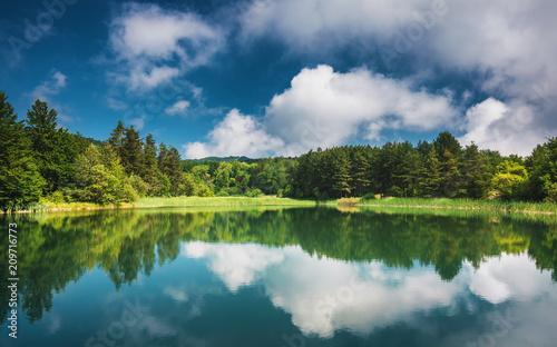 Panoramic view on mountain lake