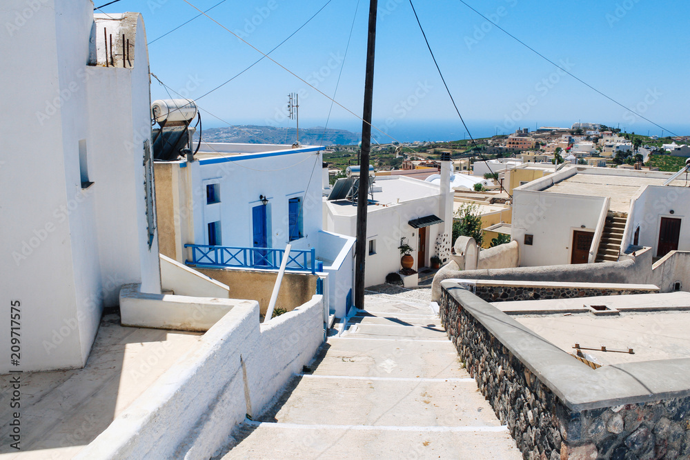 Obraz premium Pyrgos town view in Santorini island, Greece