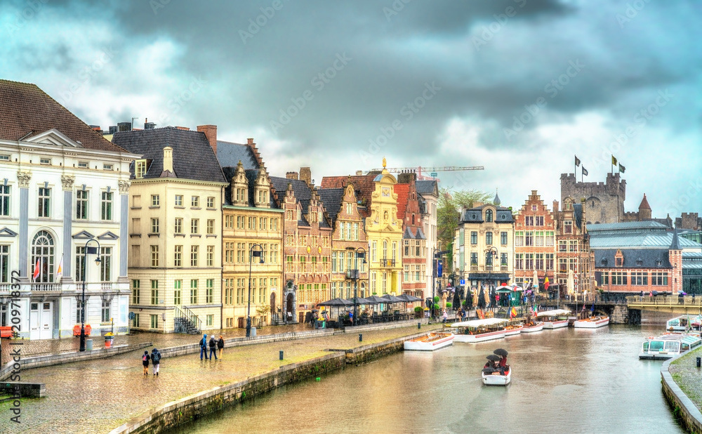 Traditional houses in the old town of Ghent, Belgium