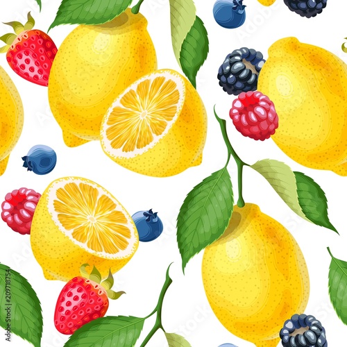 Seamless pattern with lemons