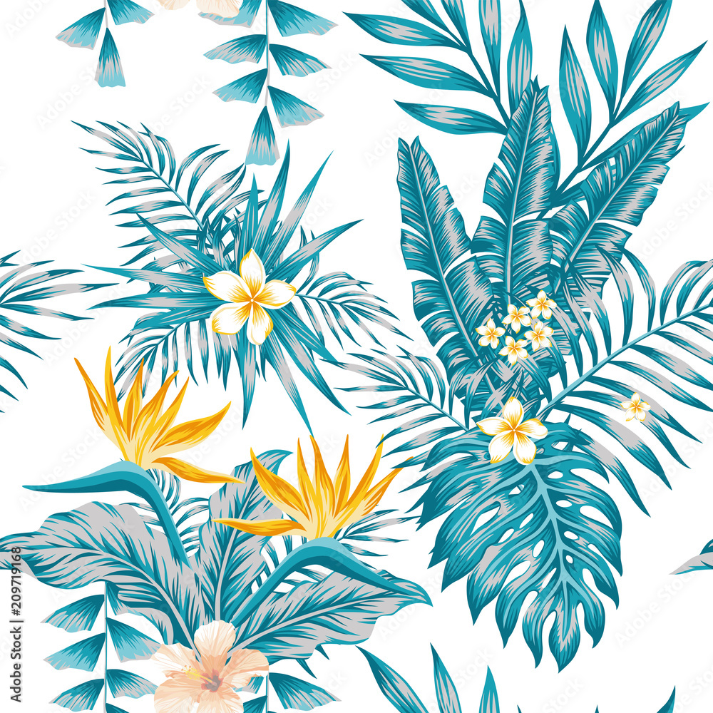 Exotic composition flowers and plants blue color scheme Exotic composition flowers and plants blue color scheme