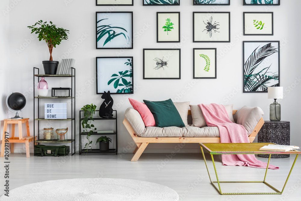 Grey pink black and sale white living room