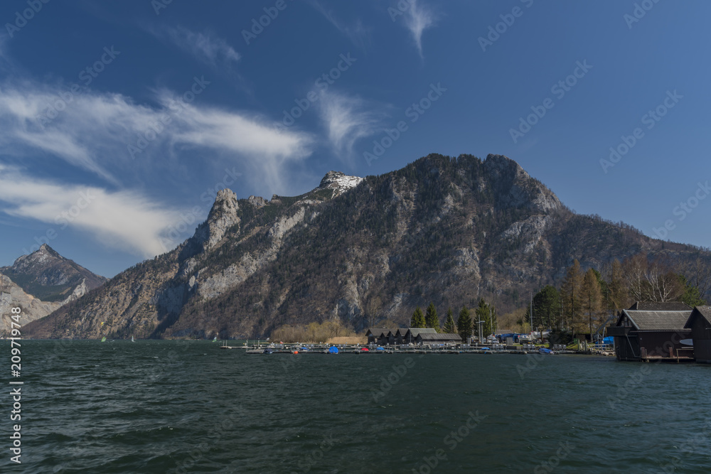 Ebensee sea and town in big Alps