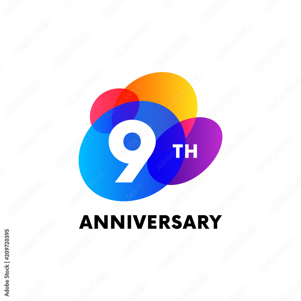 Anniversary color shapes isolated on white background. Vector illustration.