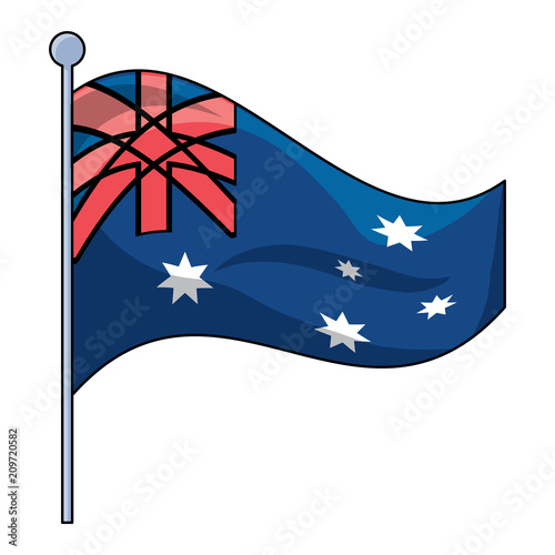 waving australian flag icon over white background, colorful design. vector illustration