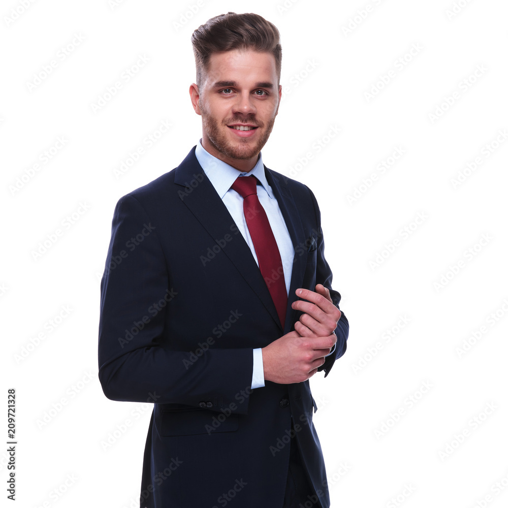 Navy suit red tie best sale