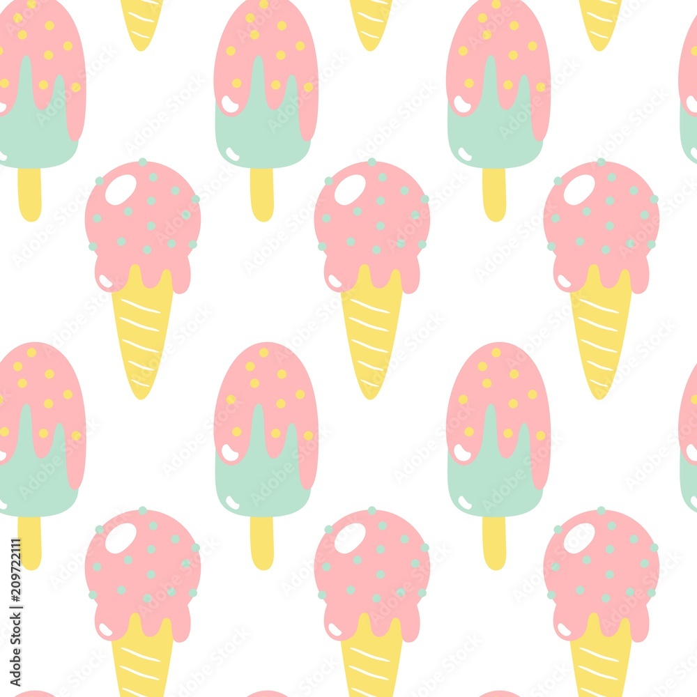 Ice cream. Seamless pattern. Ice cream. Seamless pattern.