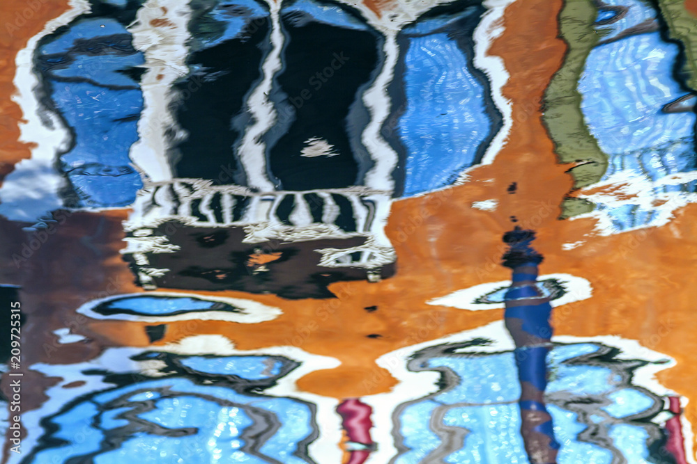 Obraz Abstract reflection venetian houses over canal.