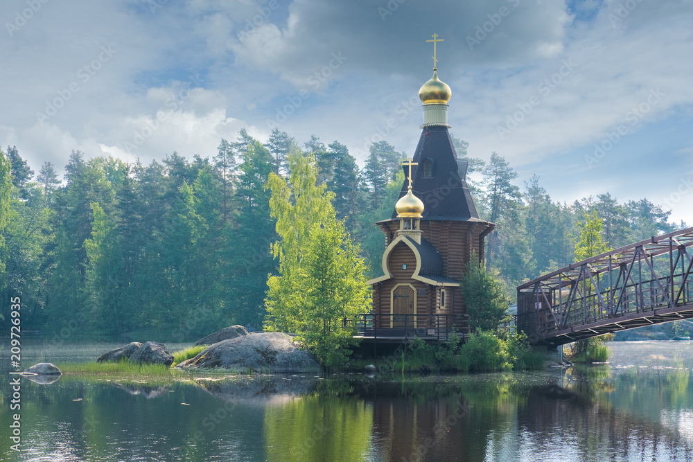 The chapel of St. Andrew on the lake of Vuoksa, Leningradskaya oblast, Russia