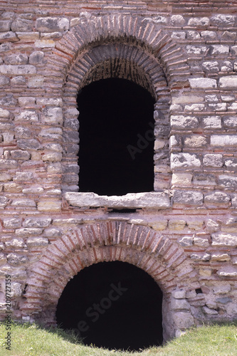 Antique stone masonry  window  arch  niche  wall