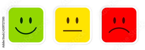 3 Mood Faces Green/Yellow/Red Angled