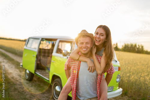 Young couple out on a road trip
 photo