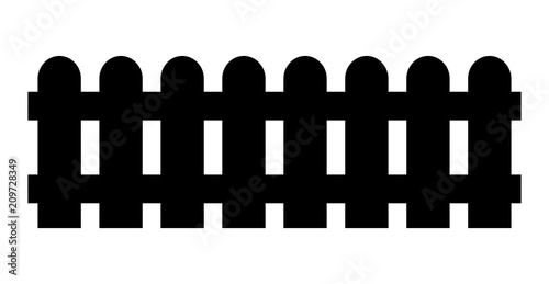 Wooden fence. Simple silhouette design isolated on white