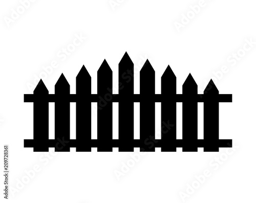 Wooden fence. Simple silhouette design isolated on white