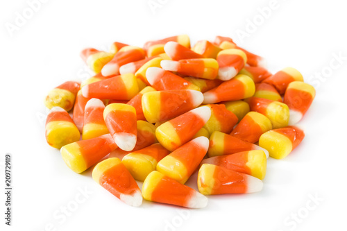 Typical halloween candy corn isolated on white background
