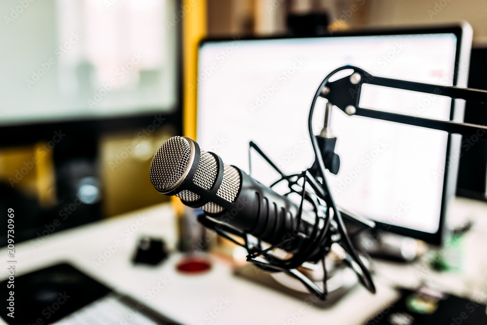 Obraz na plátně Microphone in home studio.