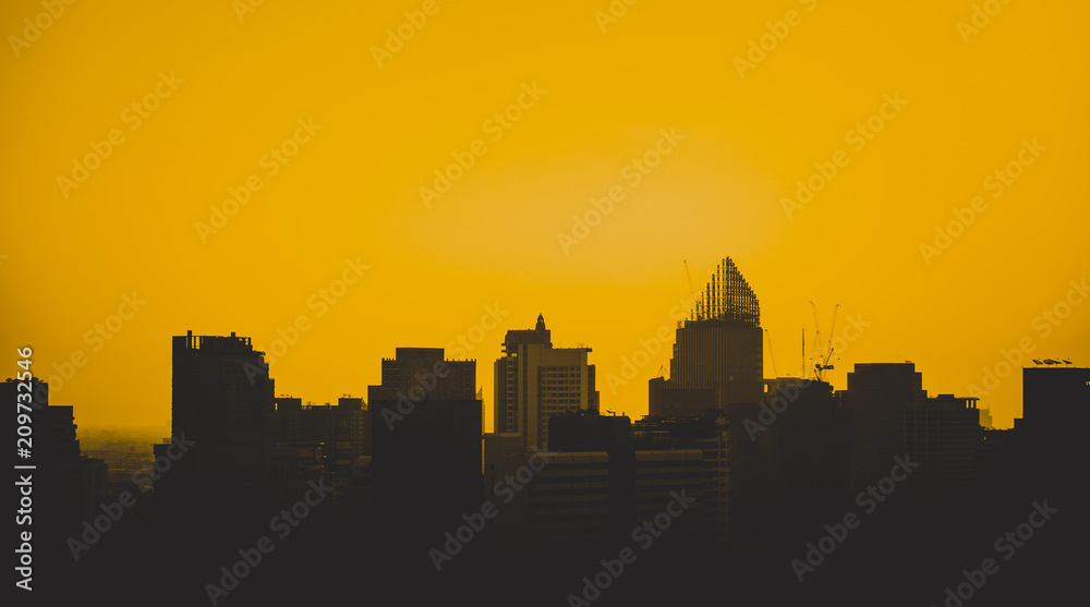 Building of Bangkok on sunset