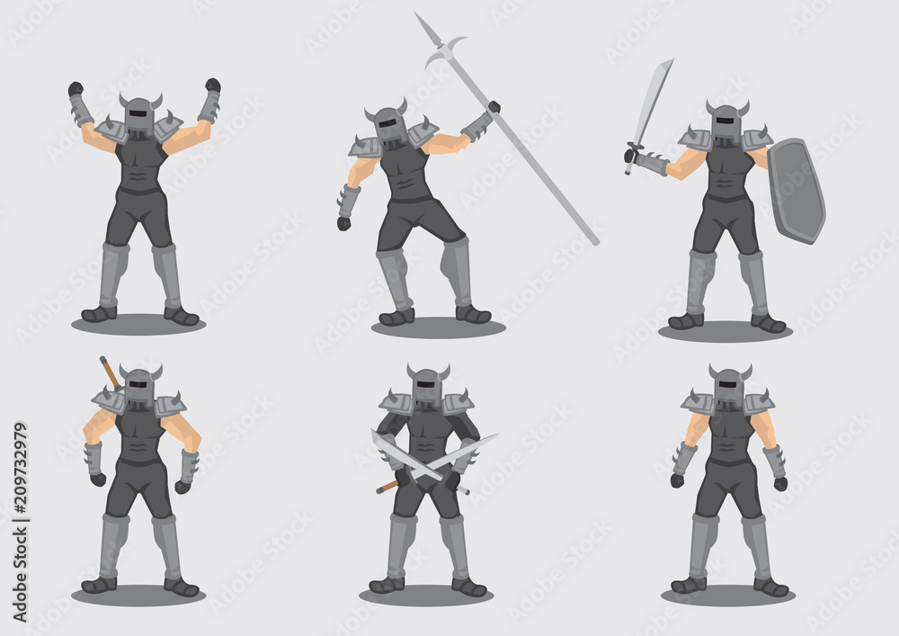 Medieval Warrior With Weapons Vector Character Design Illustration Medieval Warrior With Weapons Vector Character Design Illustration