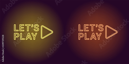 Neon icon of Yellow and Orange Lets Play