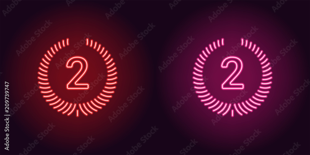 Fototapeta premium Neon icon of Red and Pink Second Place
