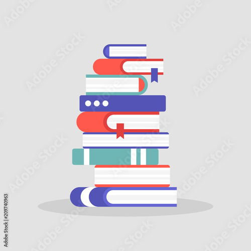 A pile of books. Literature. Reading. Knowledge. Education. University. Library. Flat editable vector illustration, clip art
