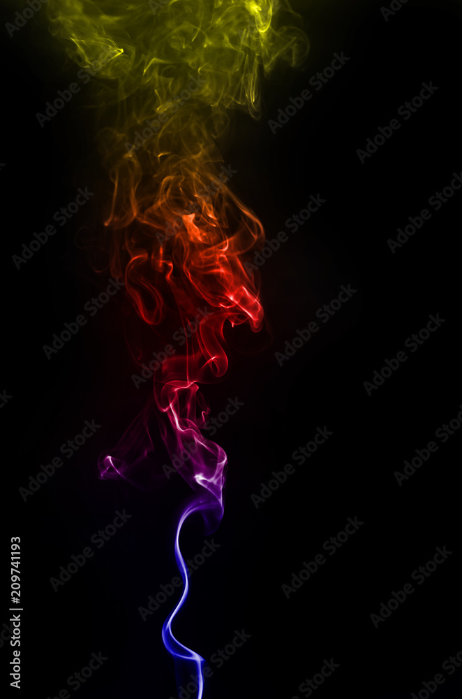 Obraz premium abstract colorful gradient red and blue fragment movement of white smoke on black background.