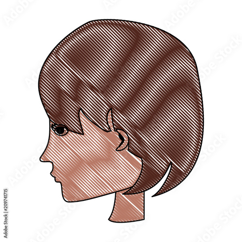 avatar woman with short hair over white background, colorful design. vector illustration