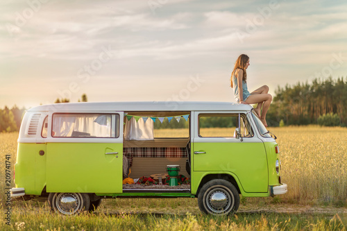 Young woman enjoying a roadtrip
 photo