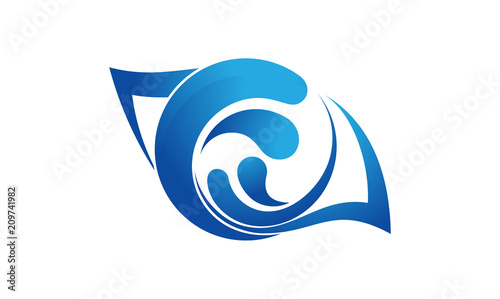 Wave Water Eye Vision Logo Template