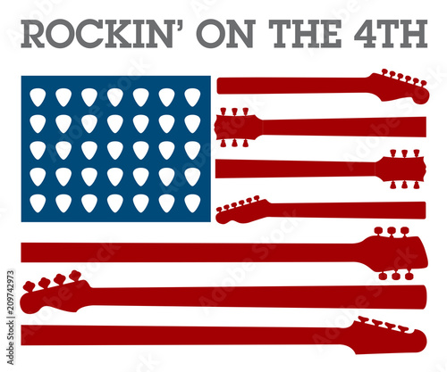 Creative 4th of July rock music poster for invitation or greeting card template  