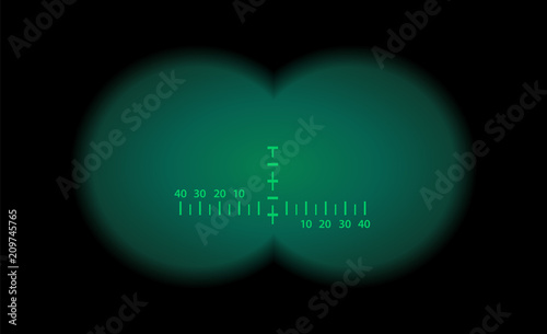 View through to the optical sight. Night vision style.