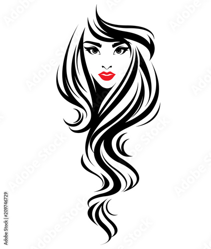 Beautiful women, logo women face makeup on white background, vector
